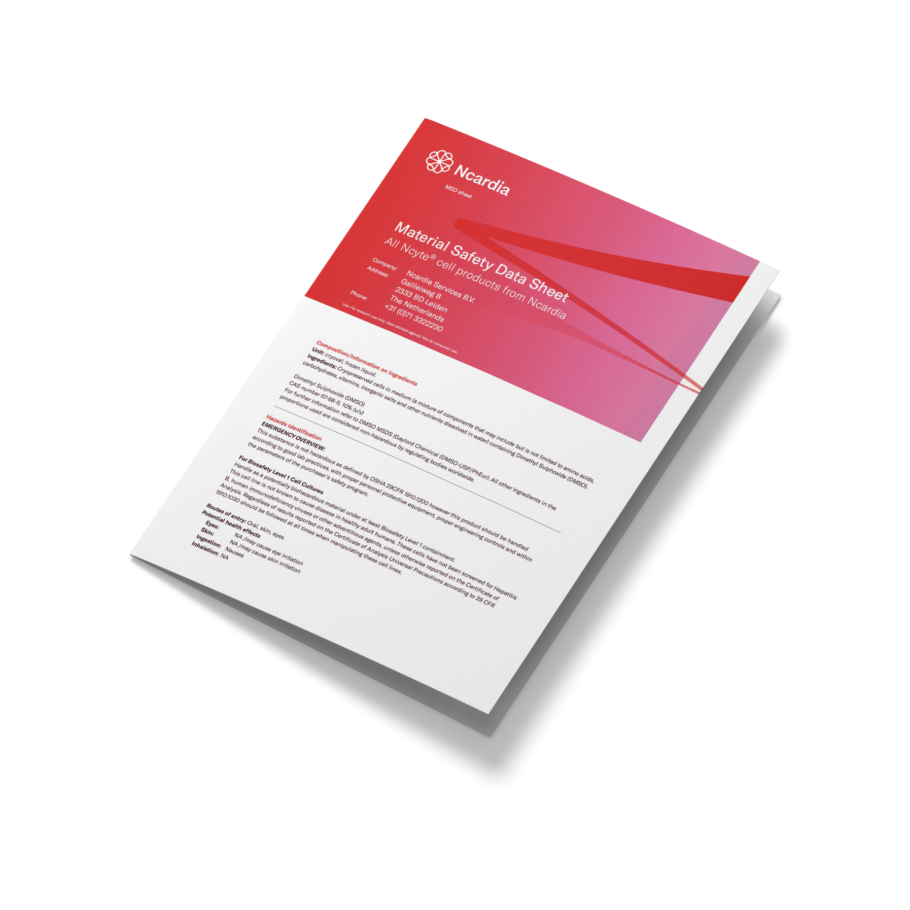 Material Safety Data Sheet Ncyte® Products